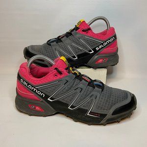 Salomon Womens Speedcross Vario Trail Running Athletic Shoes Size 8.5 Gray Pink